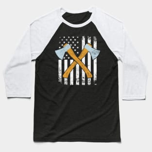 Axe Throwing USA American Flag Funny Baseball T-Shirt